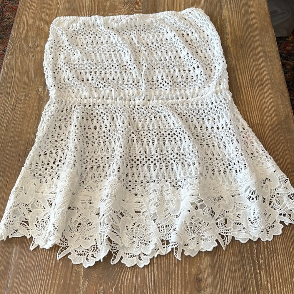 Victoria Secret strapless lace and crochet dress Cover-Up XLTG - Picture 1 of 3